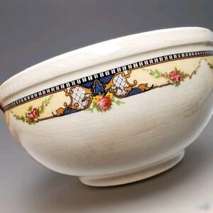 Vintage Universal Cambridge Oven Proof‎ Rose Garland Floral 6" Fruit Bowl 1930's
